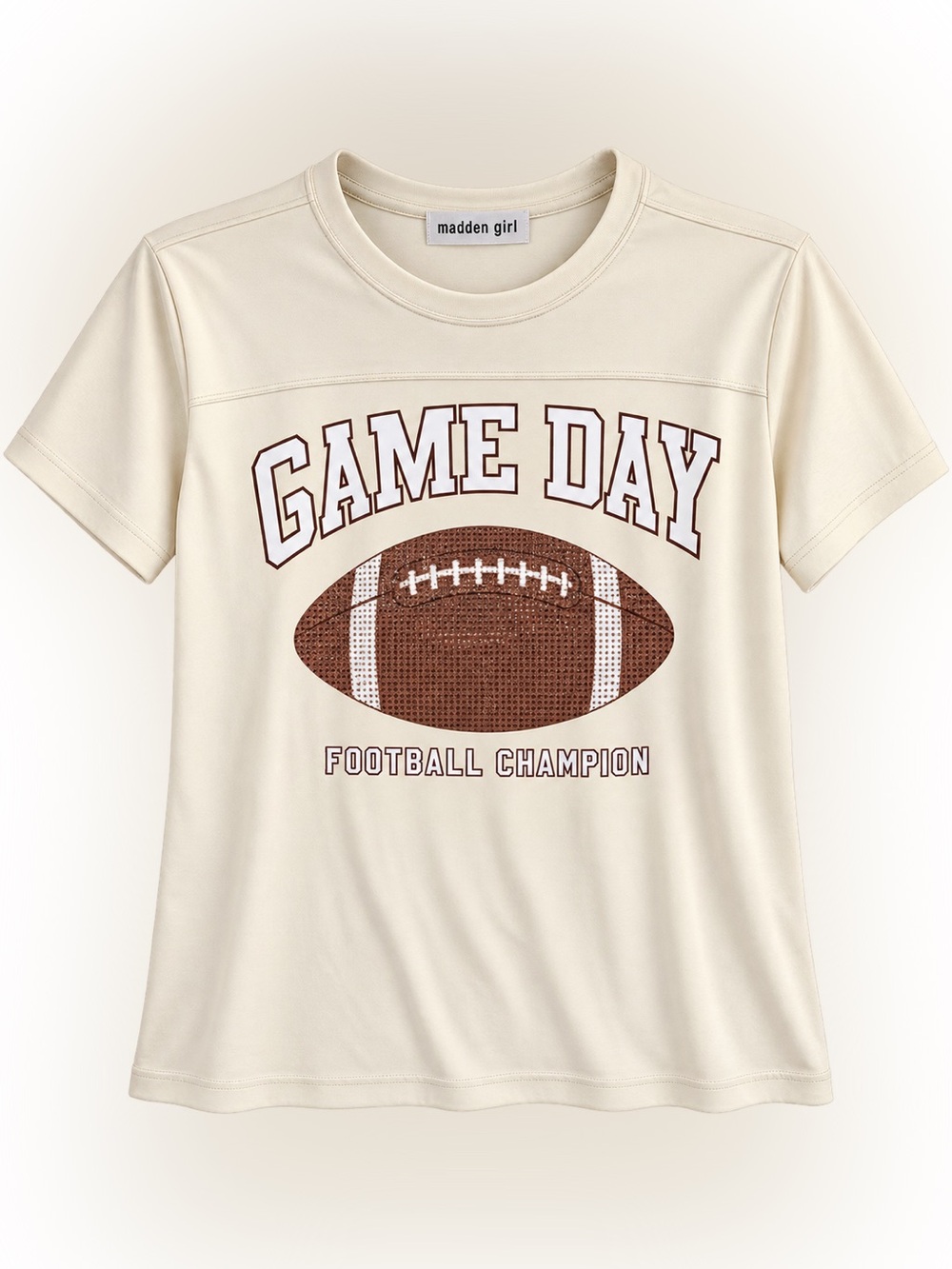 Madden Girl Cream GAME DAY Football Graphic Tee